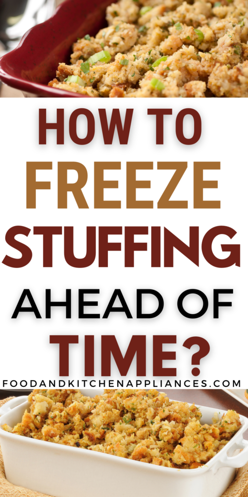 Yes you  can freeze stuffing ahead of time. You can then reheat and cook when you have have guests at home