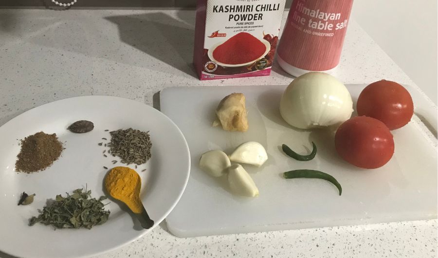 Ingredients for chickpea curry recipe